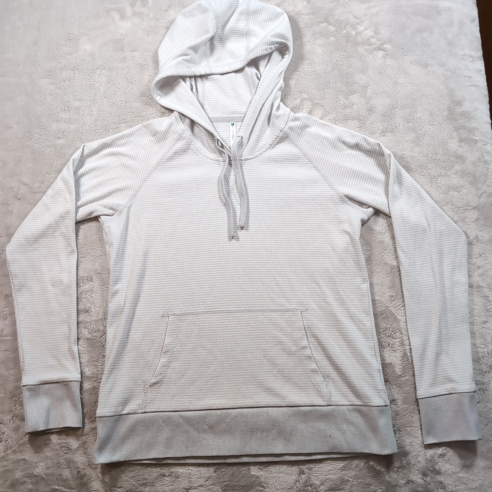 Kuhl Stria Pullover Hoodie Womens Small White Striped Lightweight Stretch Hiking