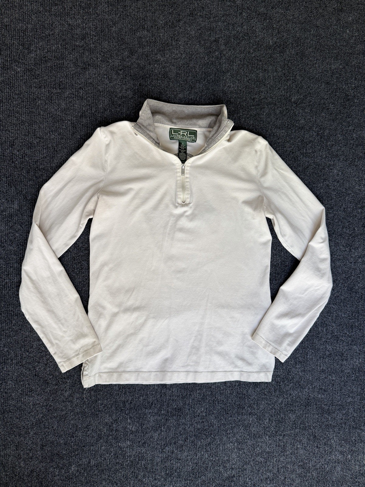 Lauren Ralph Lauren LRL Active 1/4 Zip Top White Gray S Embroidered