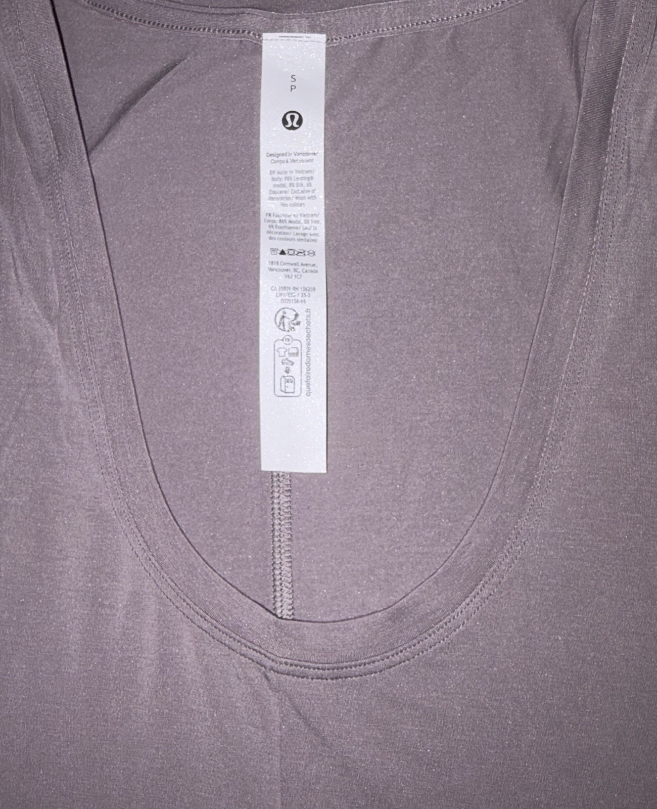 NWT⭐️LULULEMON⭐️SMALL⭐️MODAL SILK SIDE SPLIT TANK⭐️4-WAY STRETCH⭐️MAUVE GRAY⭐️