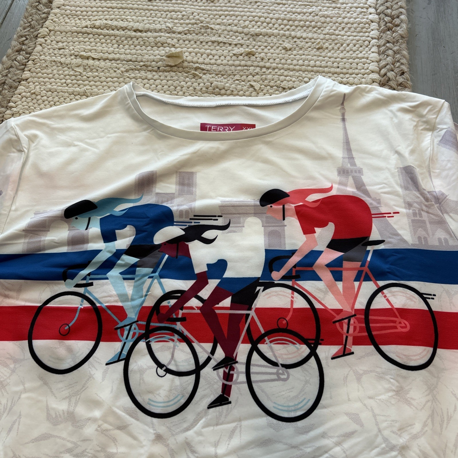 Terry Precision Soleil Flow White Red Blue TDF Cycling Shirt Women’s Sz XXL