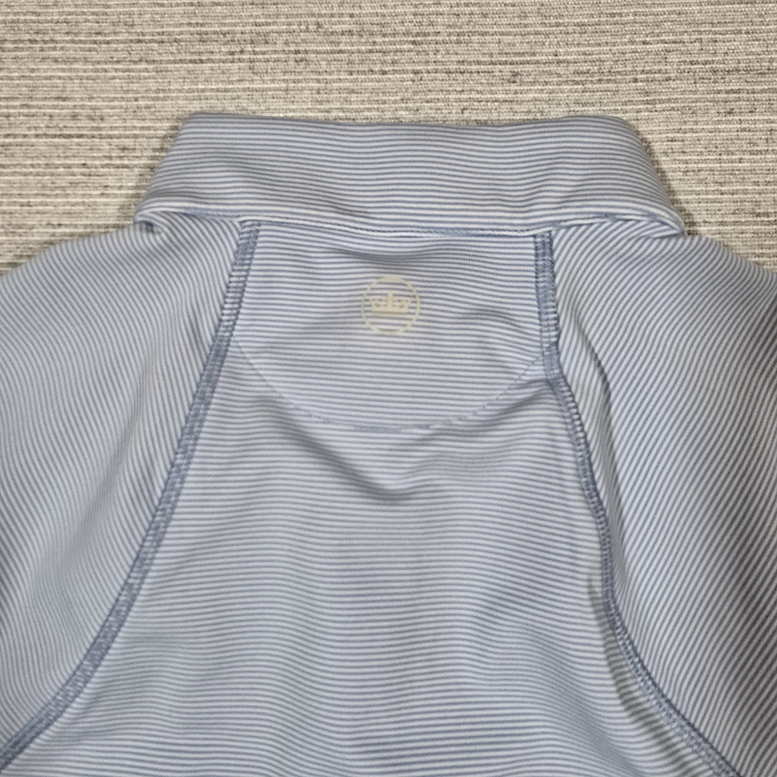 Peter Millar Raglan Perth 1/4 Zip Performance Womens L Blue Stripe UPF50+ Logo