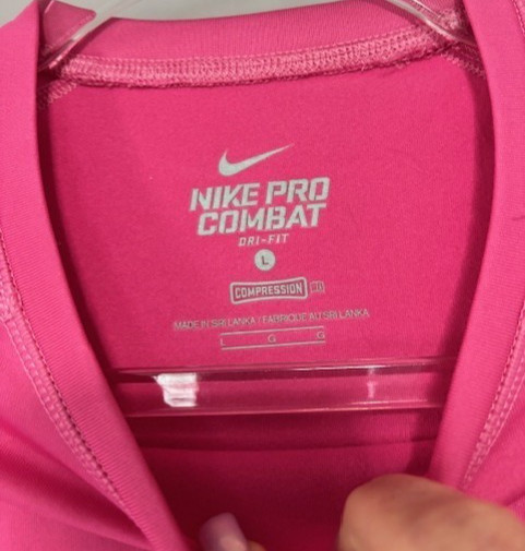 Nike Pro Combat Dri‑FIT Compression Top Women’s L Long Sleeve Pink Athletic