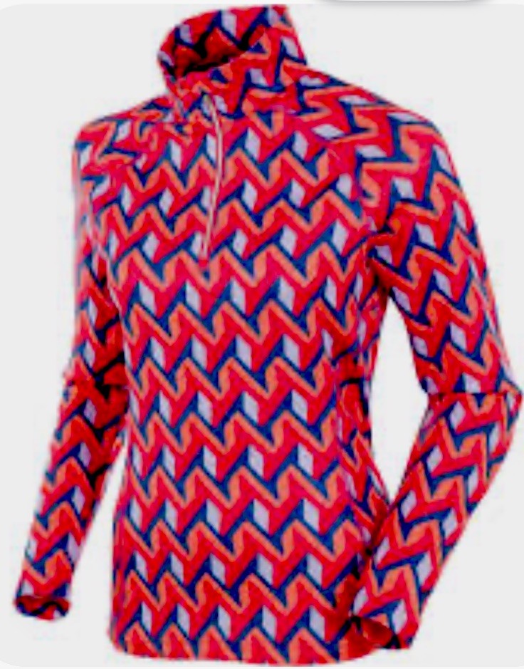 SUNICE Ski Lodge II Stretch 1/2 Zip Pullover-Vibrant Zig Zag Geometric-Sz S-EUC