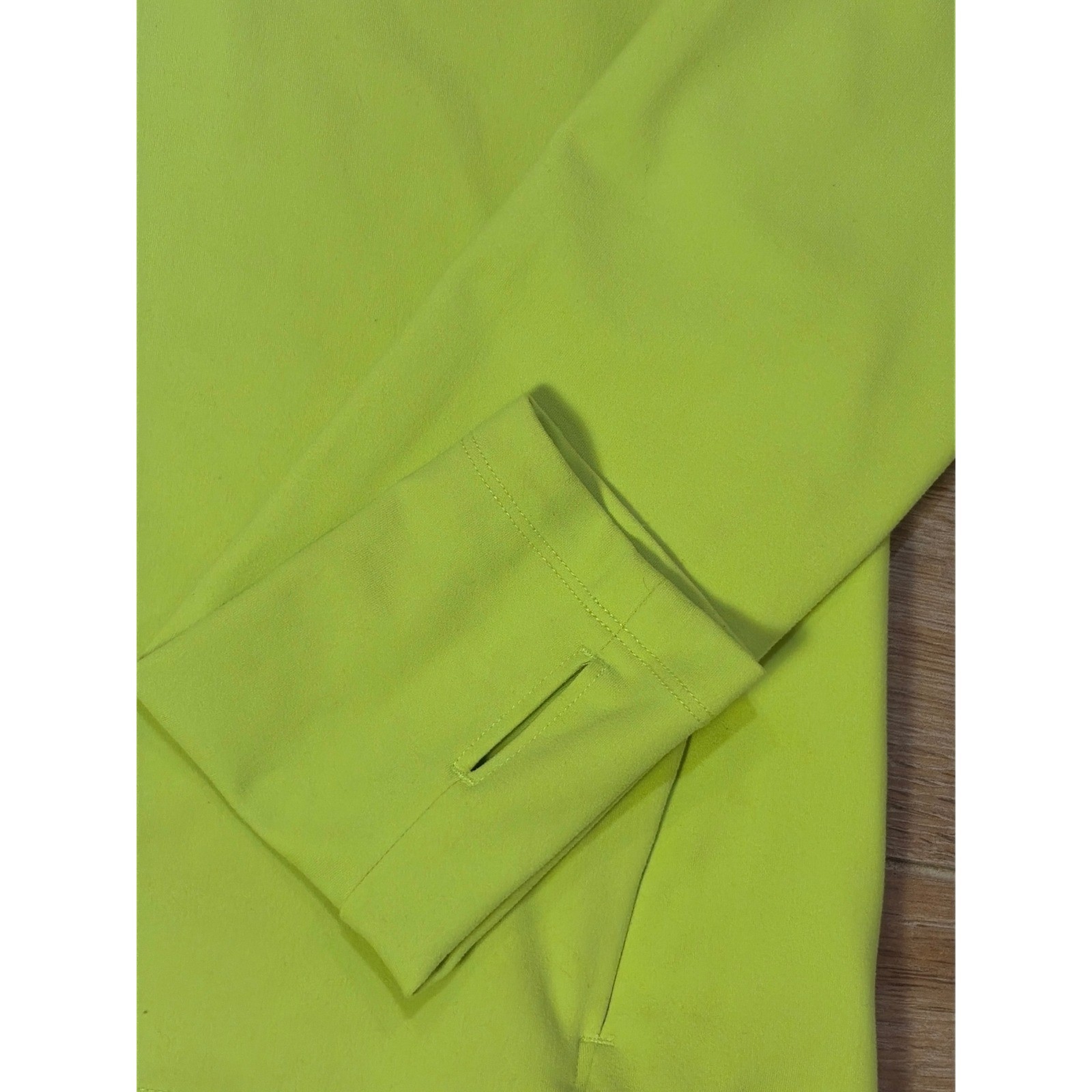 Reebok Womens Quarter Zip Pullover Neon Lime Green Thumbhole Athletic Top Medium