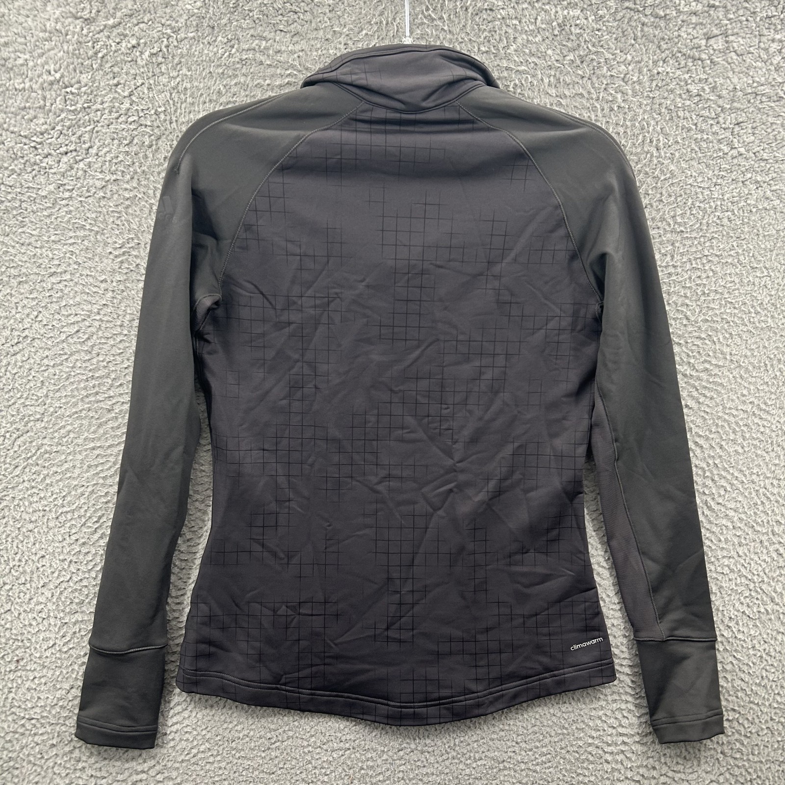 Adidas 1/4 Zip Pullover Womens Medium Gray Black Climalite Tech Fit Thumbholes