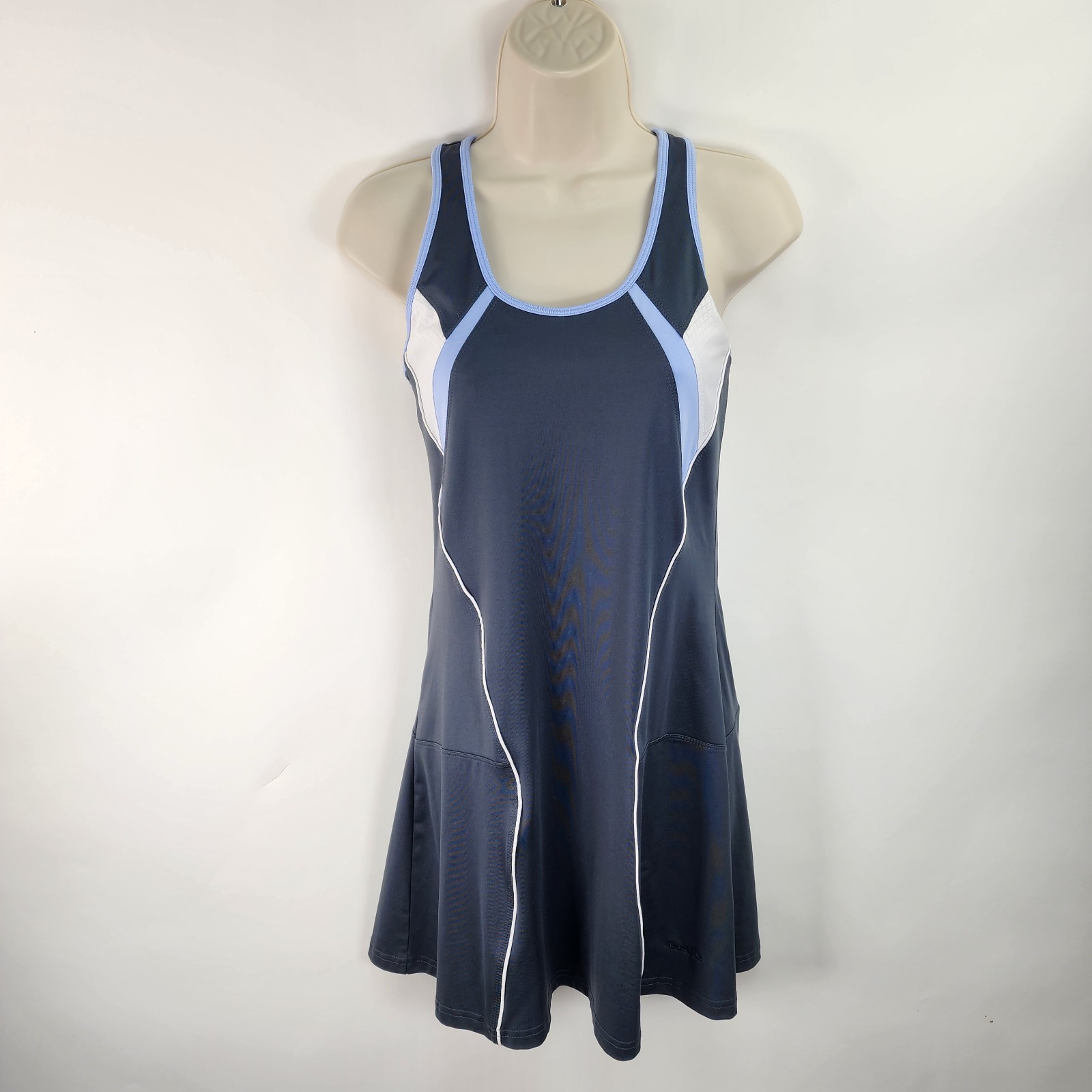 Bolle Tennis Dress Women’s M Racerback Shelf Bra Stretch Gray Periwinkle
