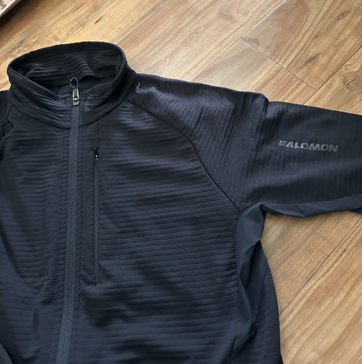 Salomon Essential Lightwarm Full Zip fleece Pullover Women’s Hiking M/Black NWT