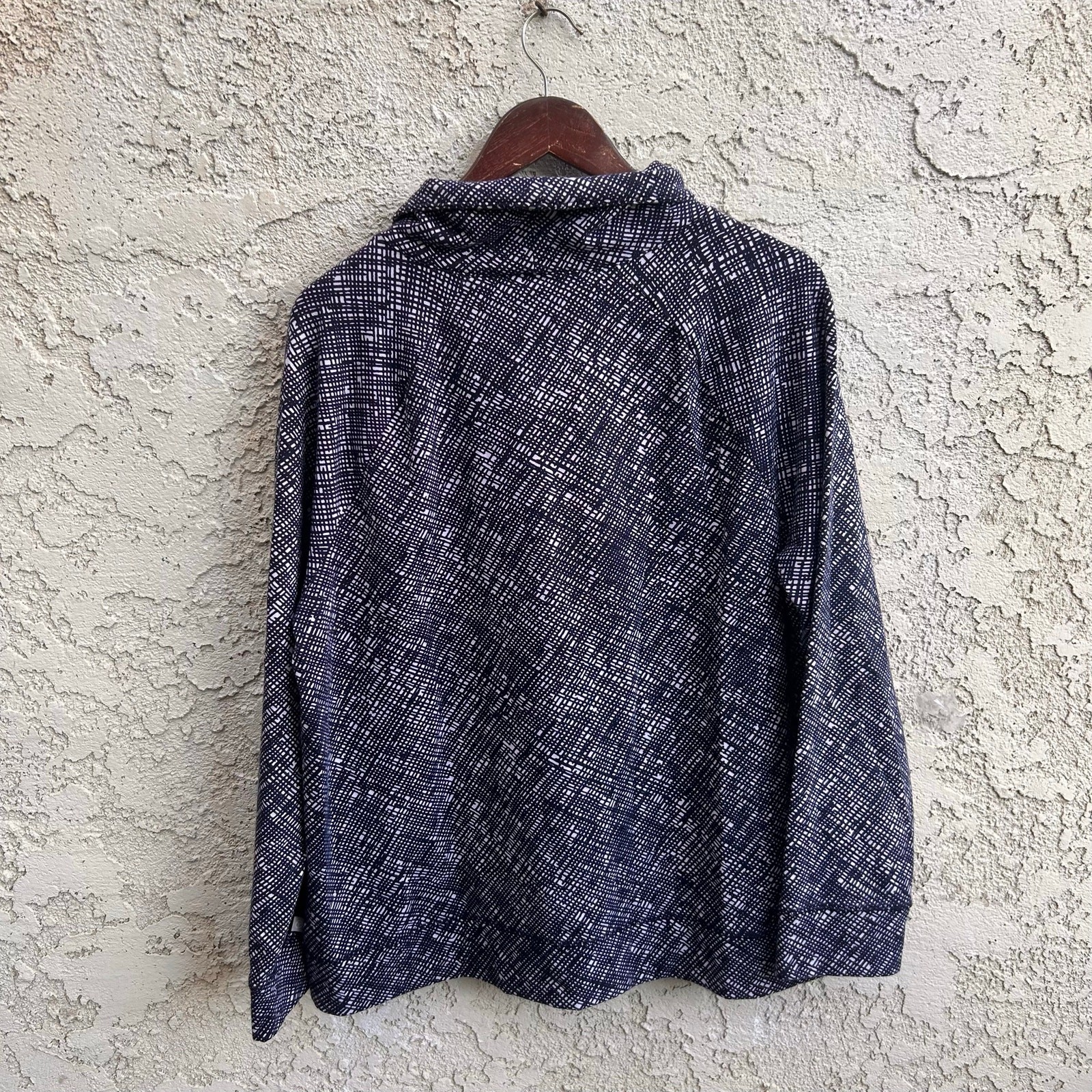 T by Talbots Printed Navy Cowl Neck Pullover Athleisure Top XL
