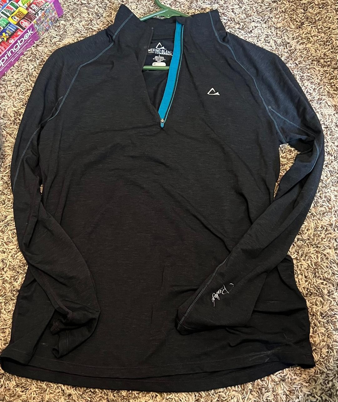 Merino Blend By Paradox Womens Black Long Sleeve 1/4 Zip Activewear Top Size L