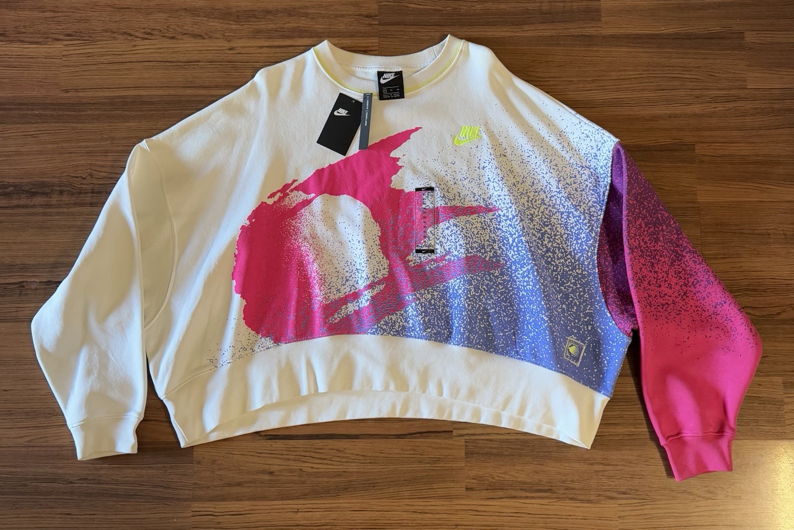 Nike Challenge Court Crew Sweatshirt Women’s Sz XL White Multicolor DC2792-100