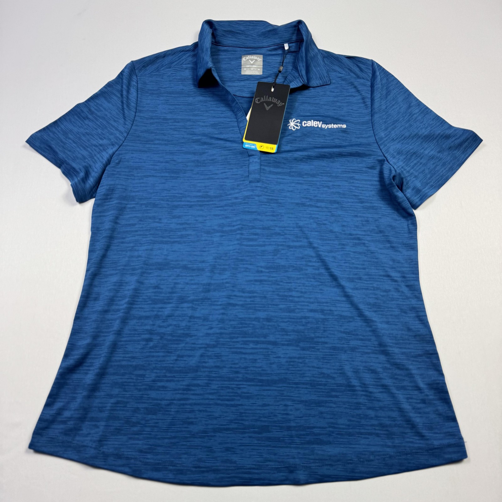 Callaway Polo Shirt Womens Medium Blue Striped Opti-Dri Calev Systems Golf
