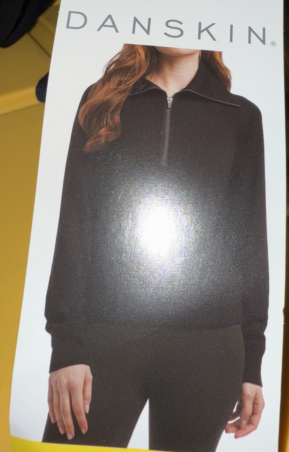 Danskin Luxe Half-Zip Top, Black Pattern Style Luxe, S,M PICK NWT 1899375