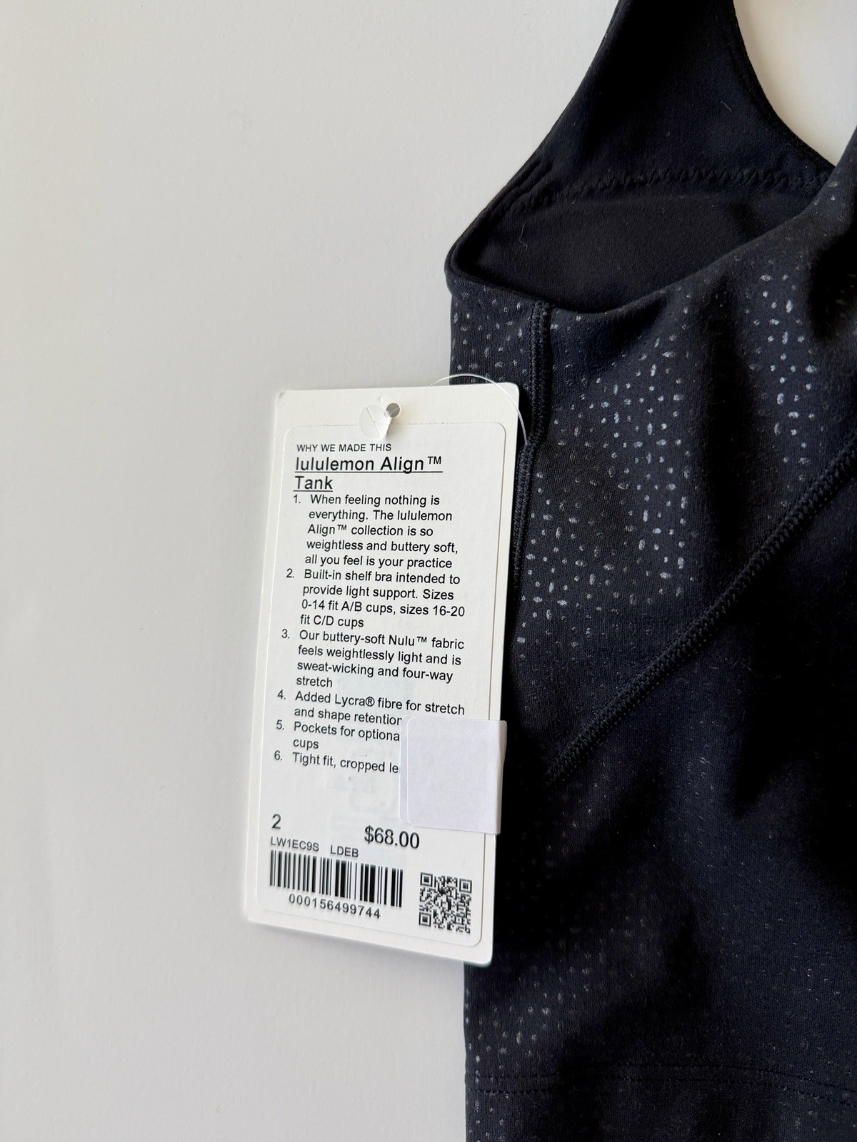 lululemon Align Tank Lace Dot Embossed Black Built-In Bra Womens Sz 2 NWT $68