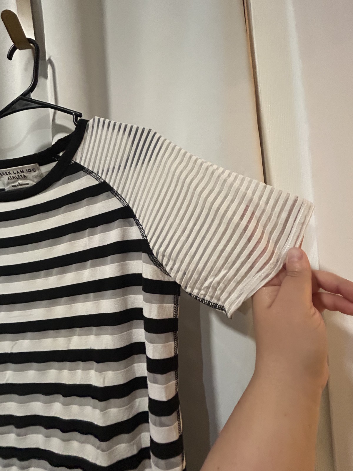 Size Small DEREK LAM 10C ATHLETA White and Black Raglan Shirt