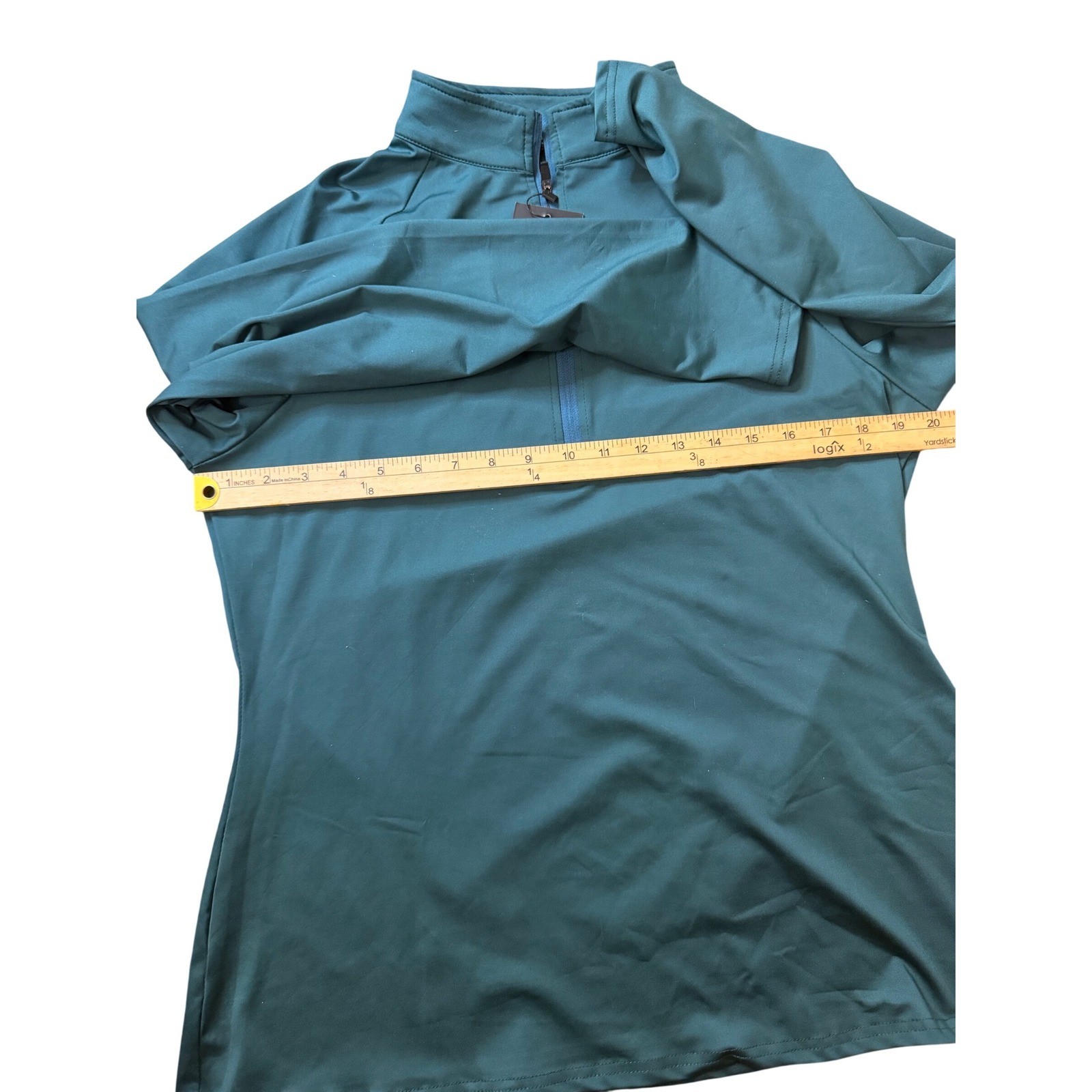 FKEEP Womens Quarter Zip Pullover XL Teal Green Long Sleeve Athletic Top NWT