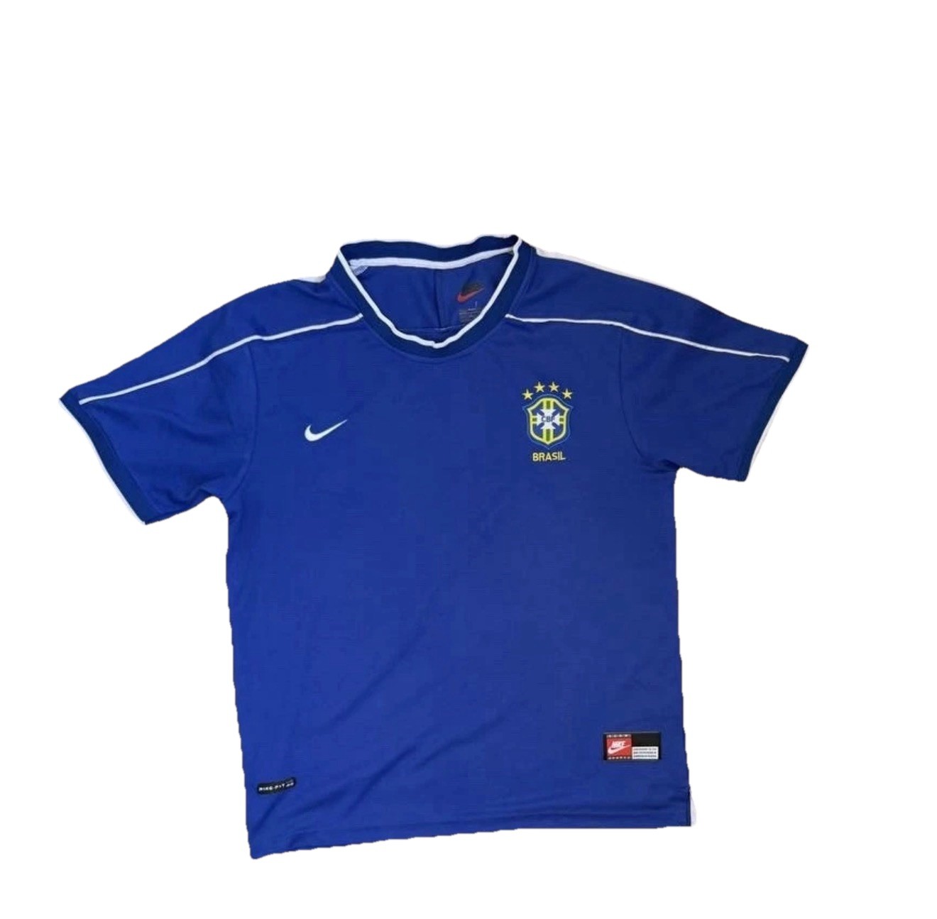 1998-1999 Nike Brasil Brazil CBF Futbol Away Soccer Jersey Sz L