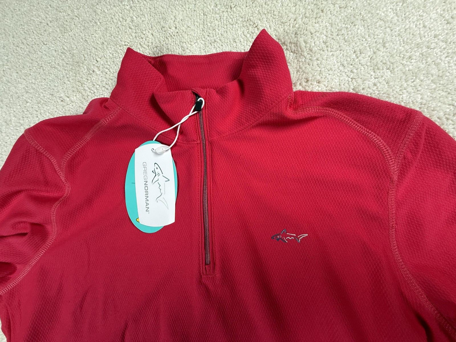 Greg Norman Shirt Womens Large Pink Mock Neck Quarter Zip Play Dry Golf Pullover