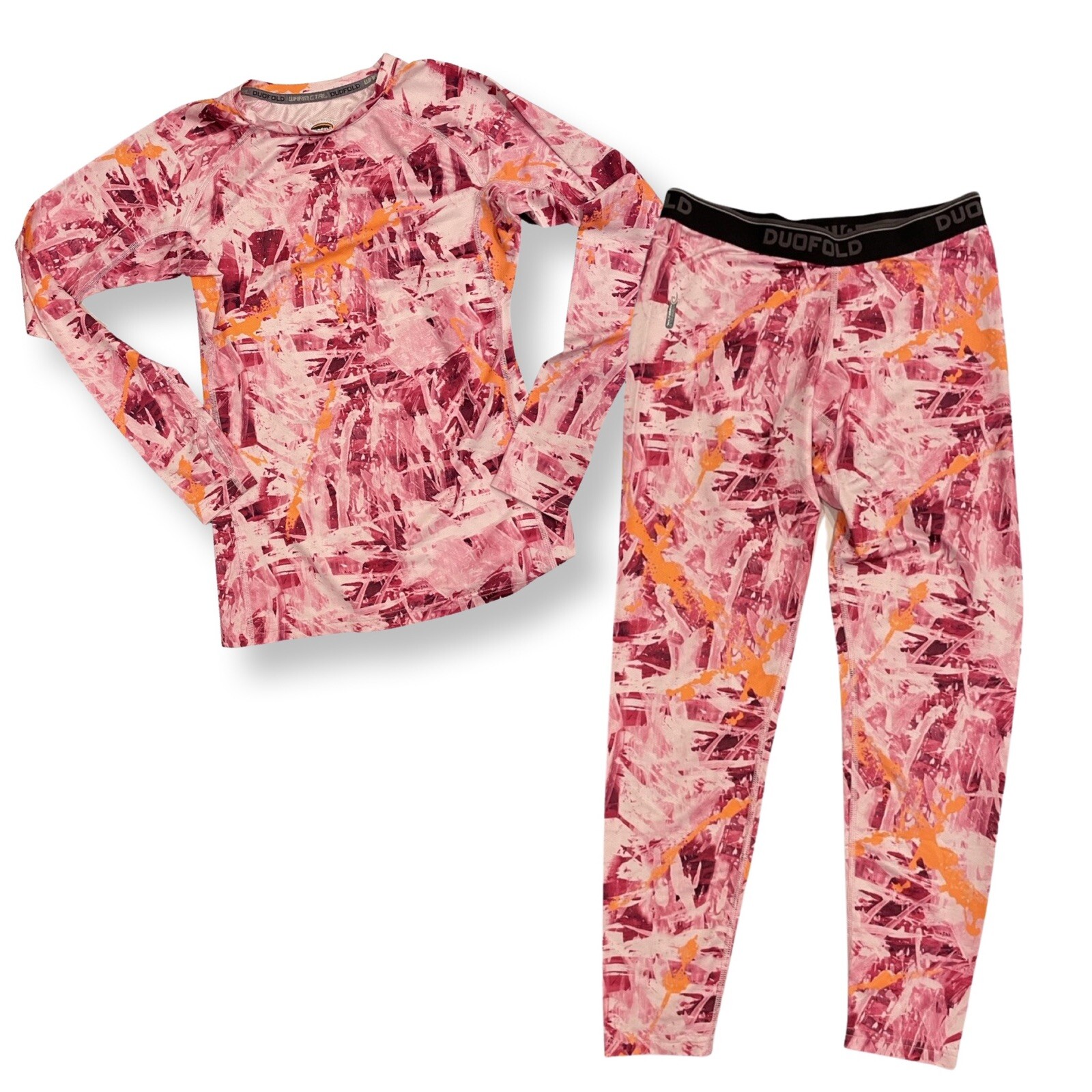 NEW CHAMPION Women Duofold Baselayer Shirt + PANTS Pattern SMALL PINK – SET