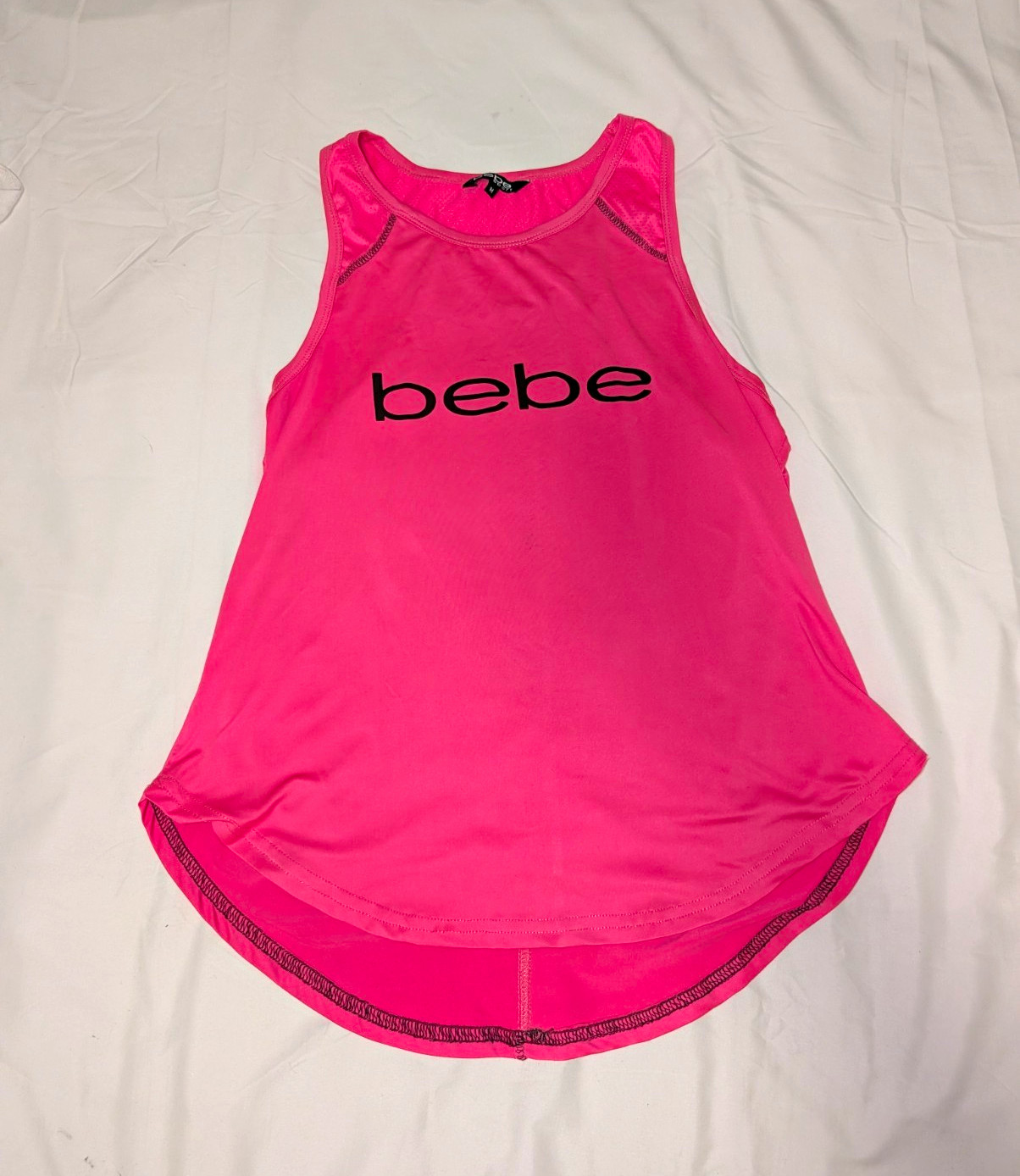 bebe sport Pink Logo Racerback Tank Top M Lightweight Round Neck Sleeveless