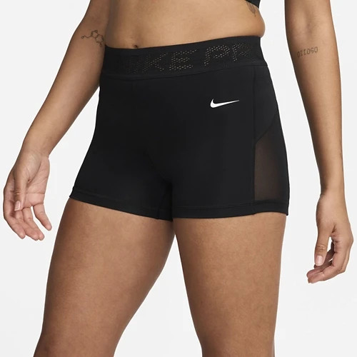 NIKE PRO DRI FIT WOMEN’S 3″ TRAINING MESH PANELED MID R SHORTS BLACK#FN3336-NWT