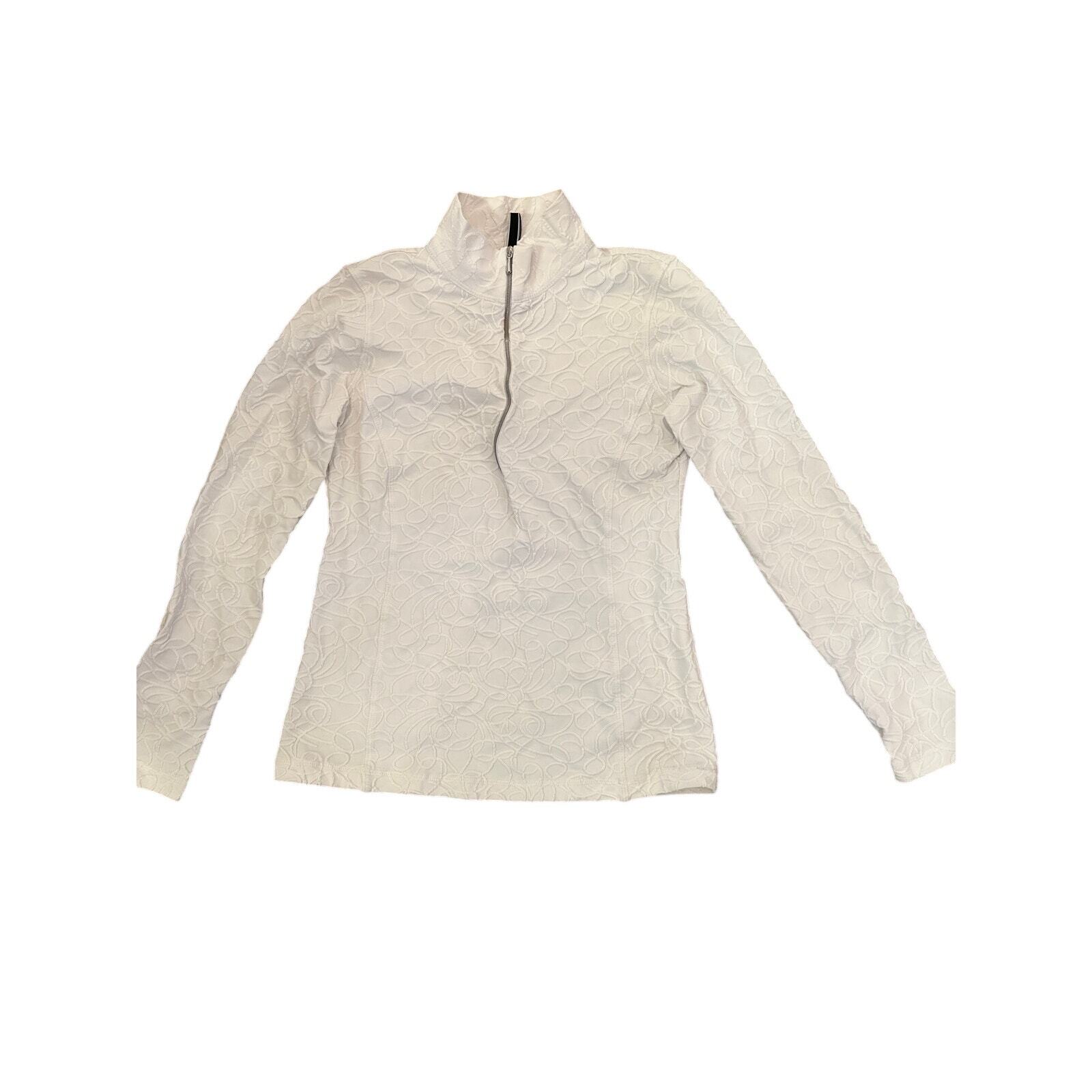 Sno Skins 1/4 zip pullover, white with pattern, women’s Xsmall