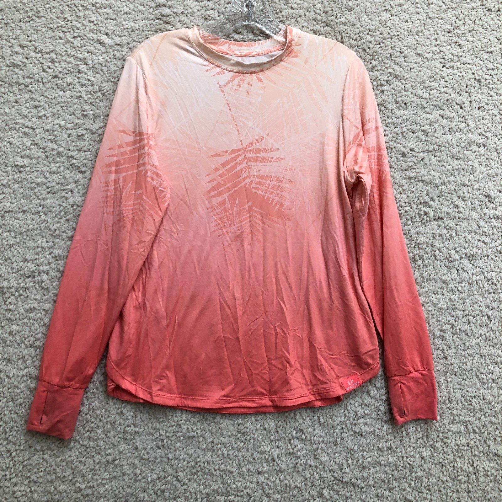 Realtree Top Shirt Medium Adult Red Long Sleeve Stretch Fishing Outdoor Womens M