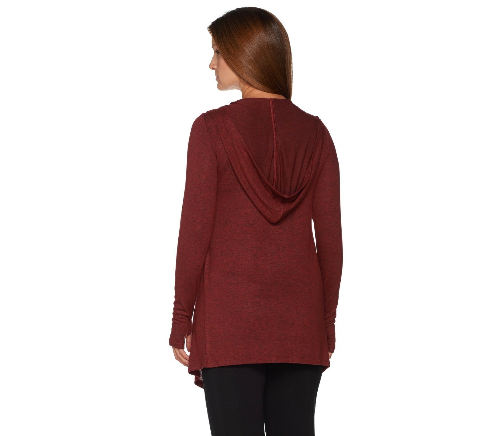 ANYBODY CHIC BRUSHED HACCI HOODED DRAPE CASCADE FRONT CARDIGAN NEW $ 55