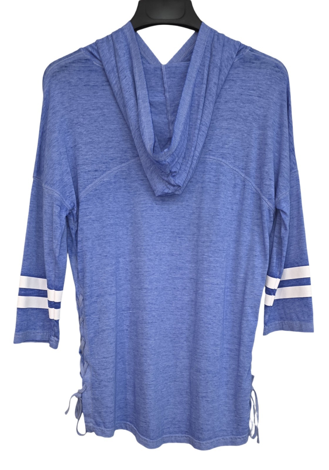 SO Perfect Tee Light Blue & White Hooded 3/4 Sleeve T-Shirt Juniors Size L