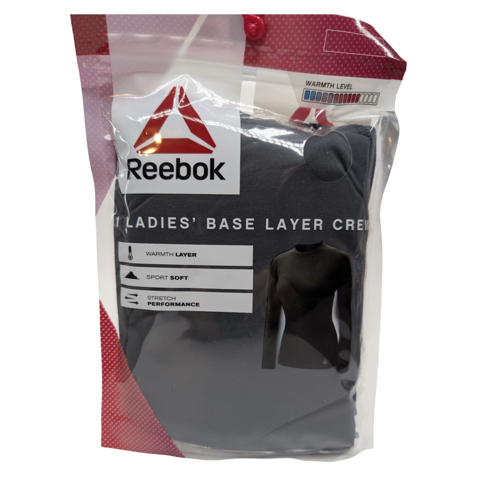 Reebok Base Layer Crew Top Womens Black Long Sleeve Thermal Pullover Size M