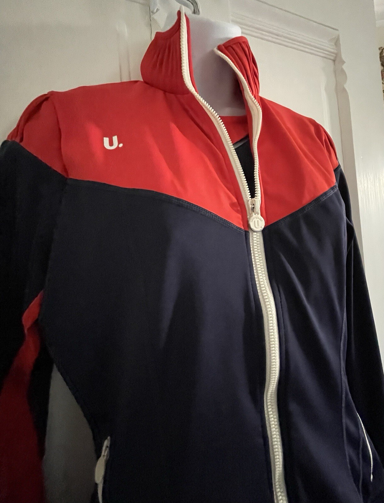 Unbridled 3 Pc Workout Fit Tank Leggings Jacket Red White Navy Blue M Activewear