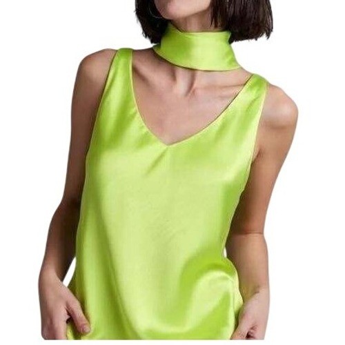 Wildfang The Empower Satin Cami Womens XS Neon Lime Green Scarf WN7700 NEW