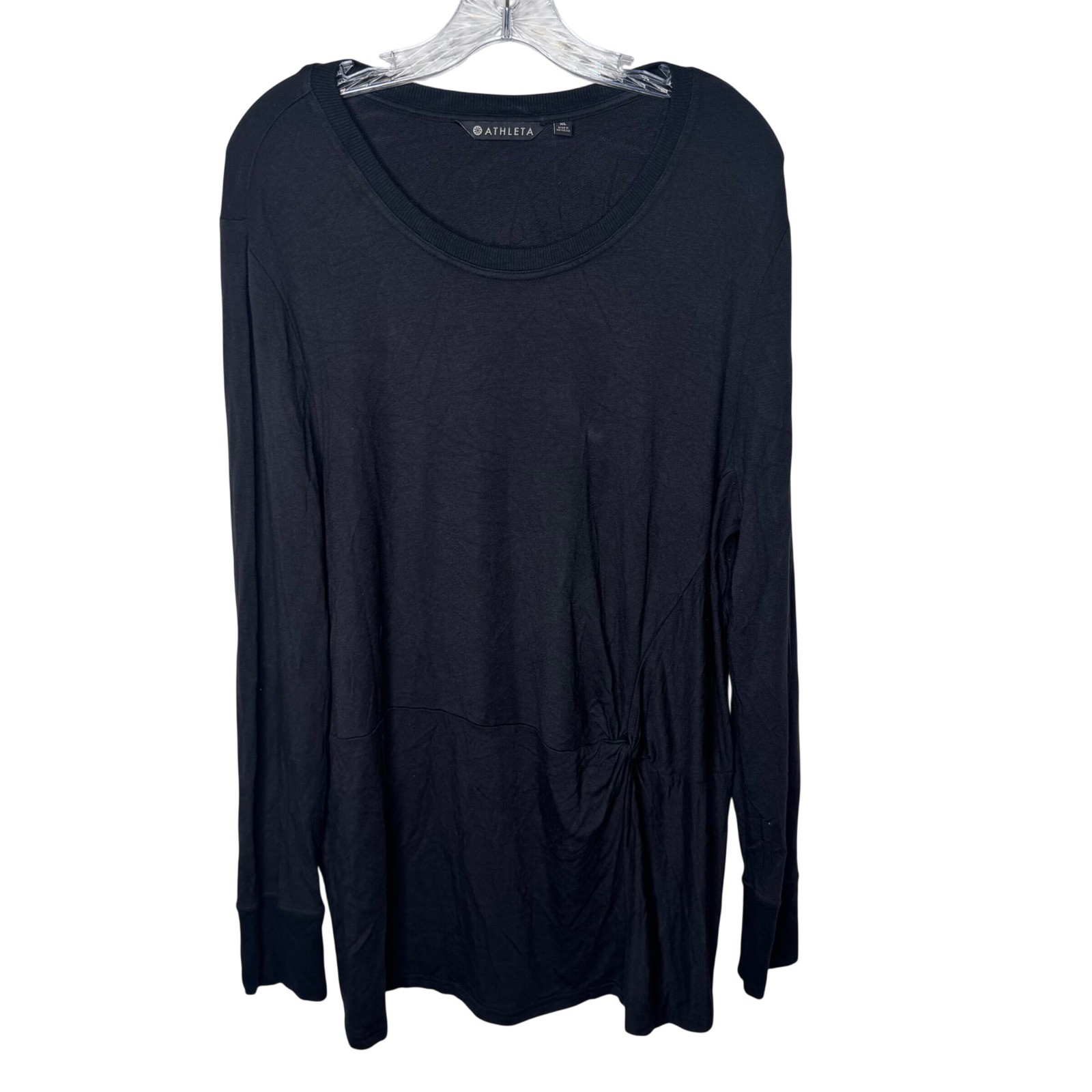 Athleta Black Long Sleeve Twist Front Tunic Top Womens XL Modal Spandex