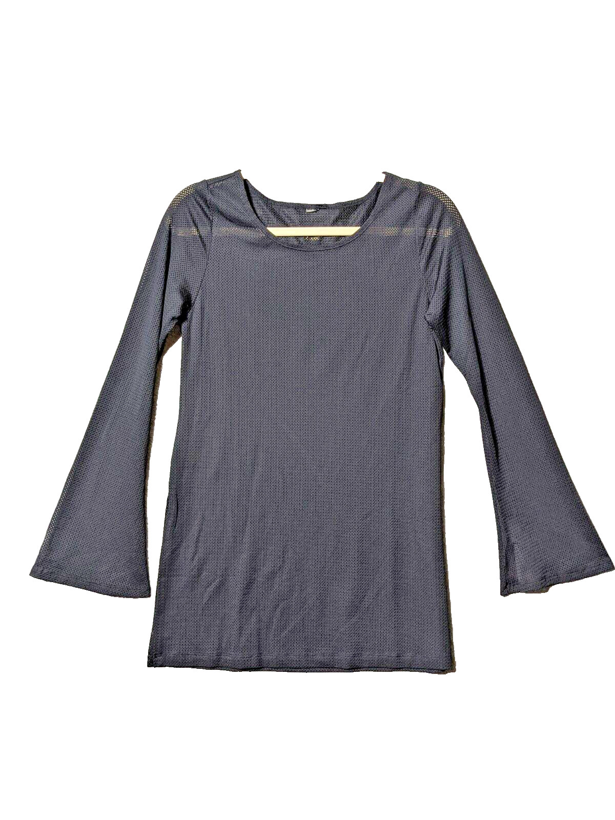 Women Athletic Top Medium(US 8-10) Mesh Black Flared Sleeve