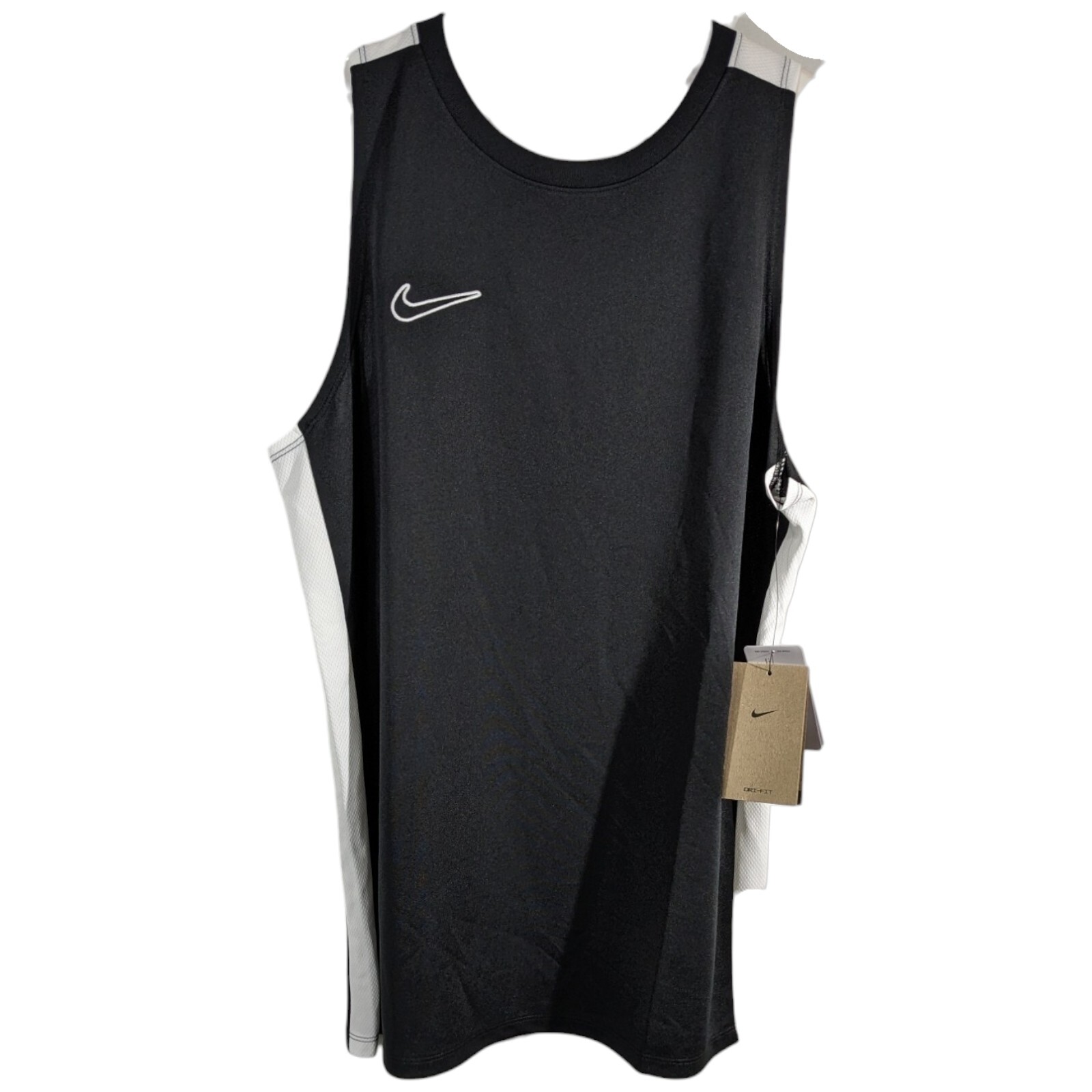 Womens Nike Workout Tank Top Medium Sleeveless Shirt Black White Swoosh