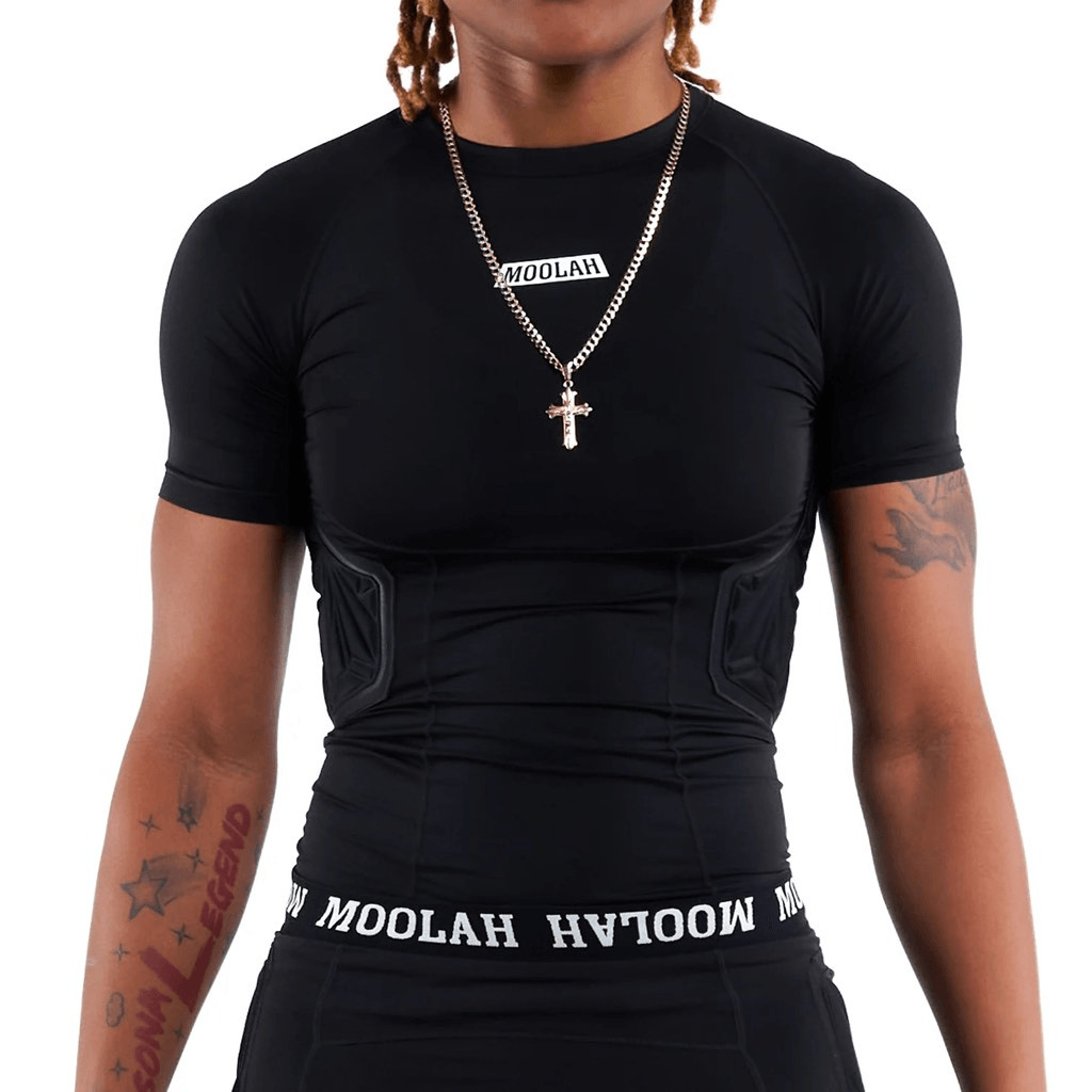 Moolah Kicks Padded Compression Short Sleeve Shirt Blacktop Large