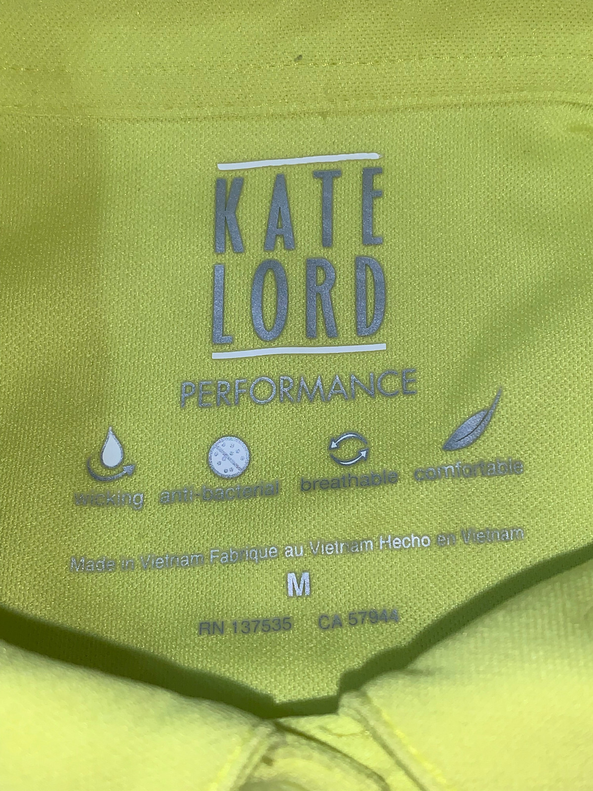 KATE LORD Performance Bright Yellow Golf Polo Shirt ~ Women’s Size Medium