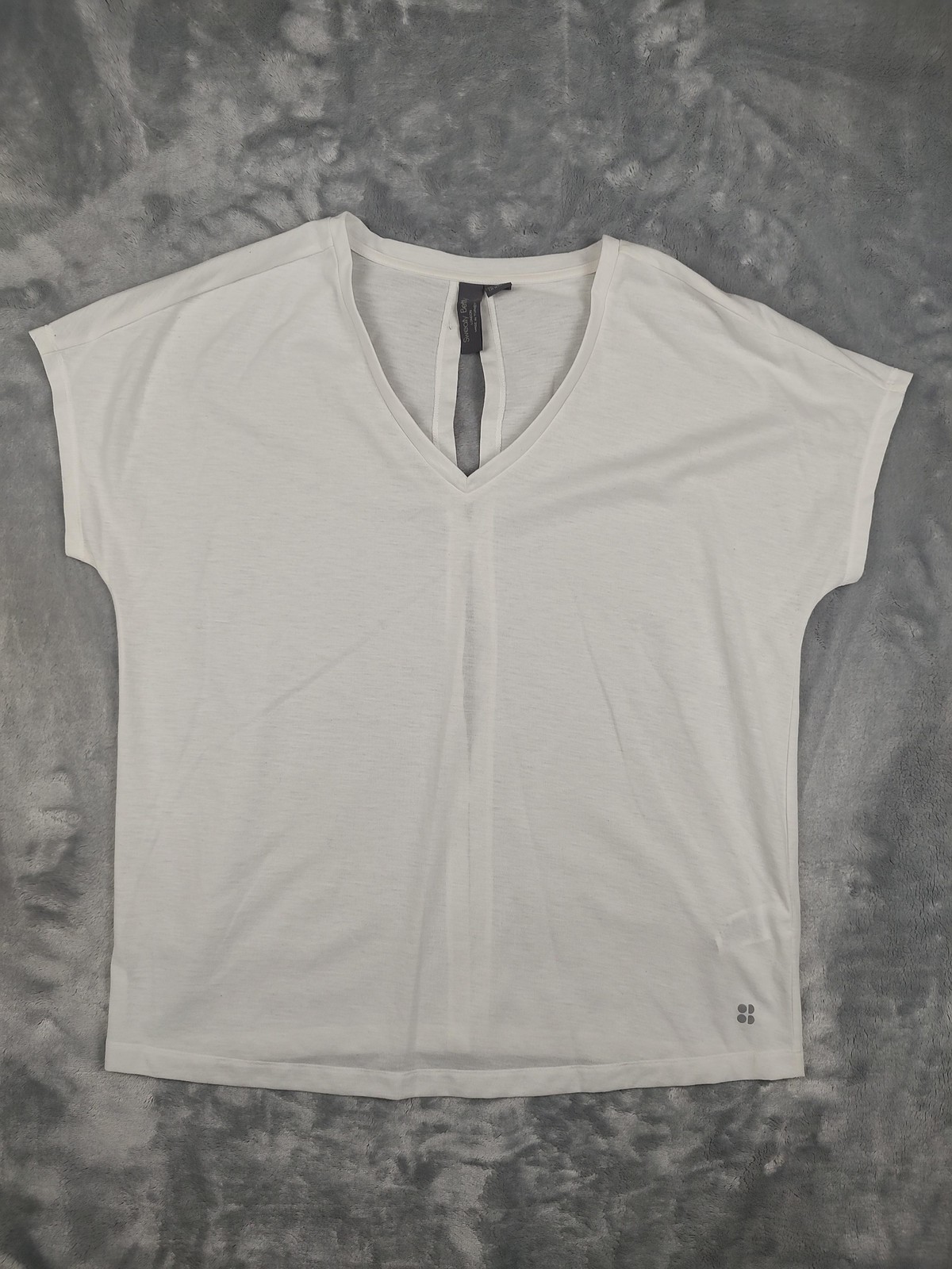 Sweaty Betty Shirt Womens Small White V Neck Dolman Short Sleeve Tee Activewear