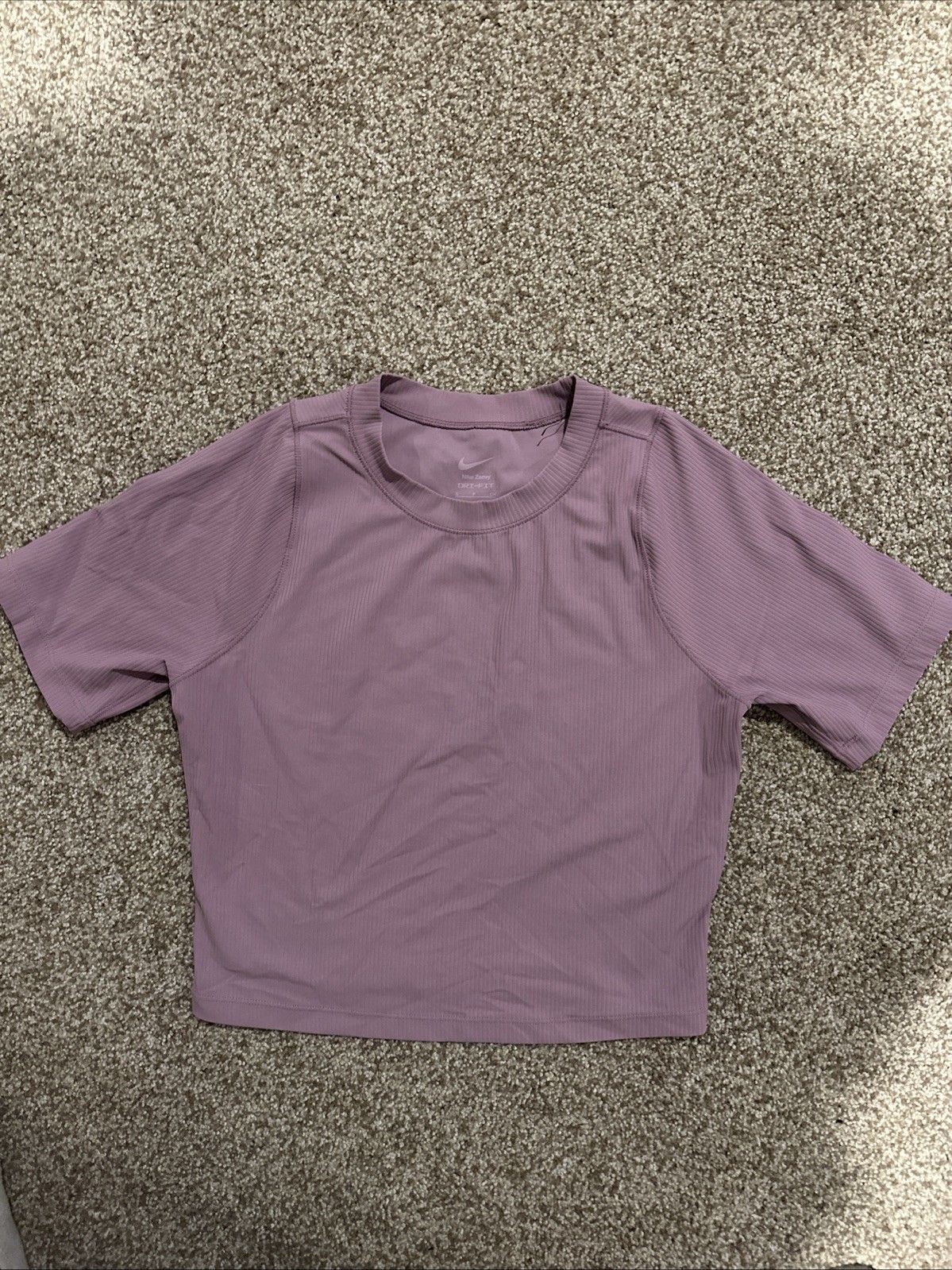 Nike Zenvy Rib Short Sleeve Top Dri-Fit Pink Women Size Small NWOT
