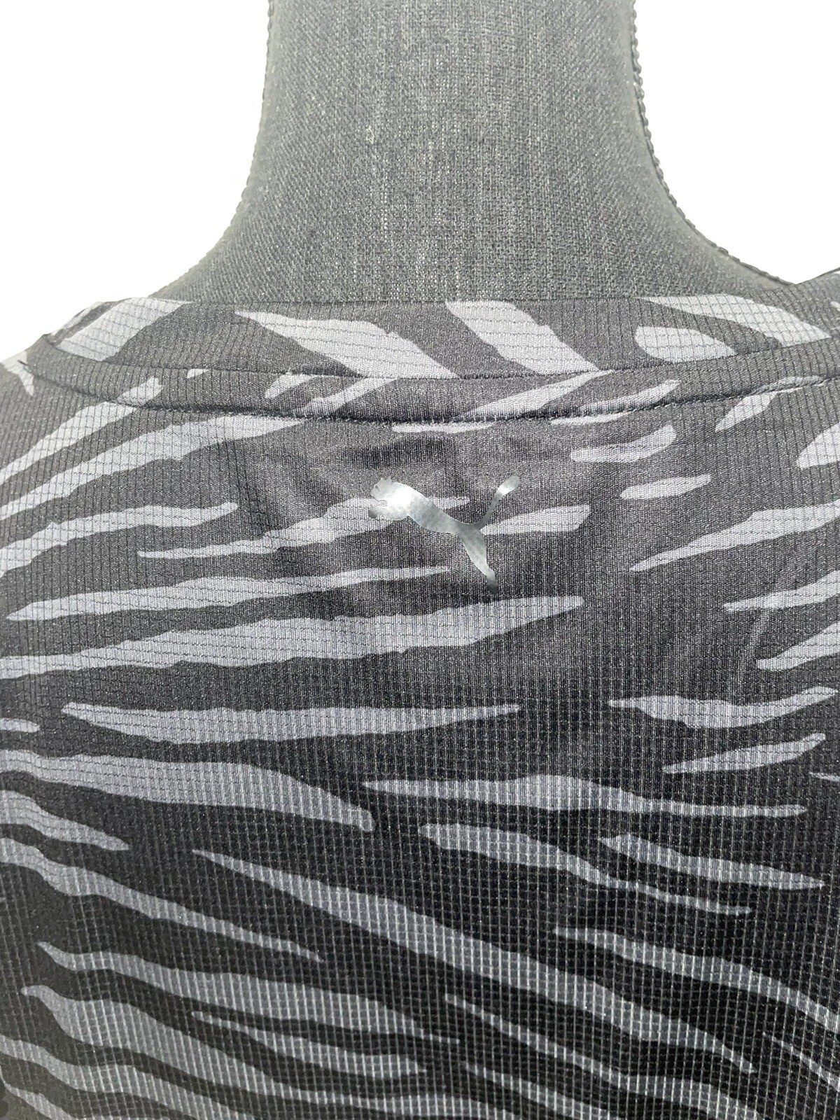 PUMA Performance AOP SS Tee Black Zebra Print Cropped Training Womens Size Large