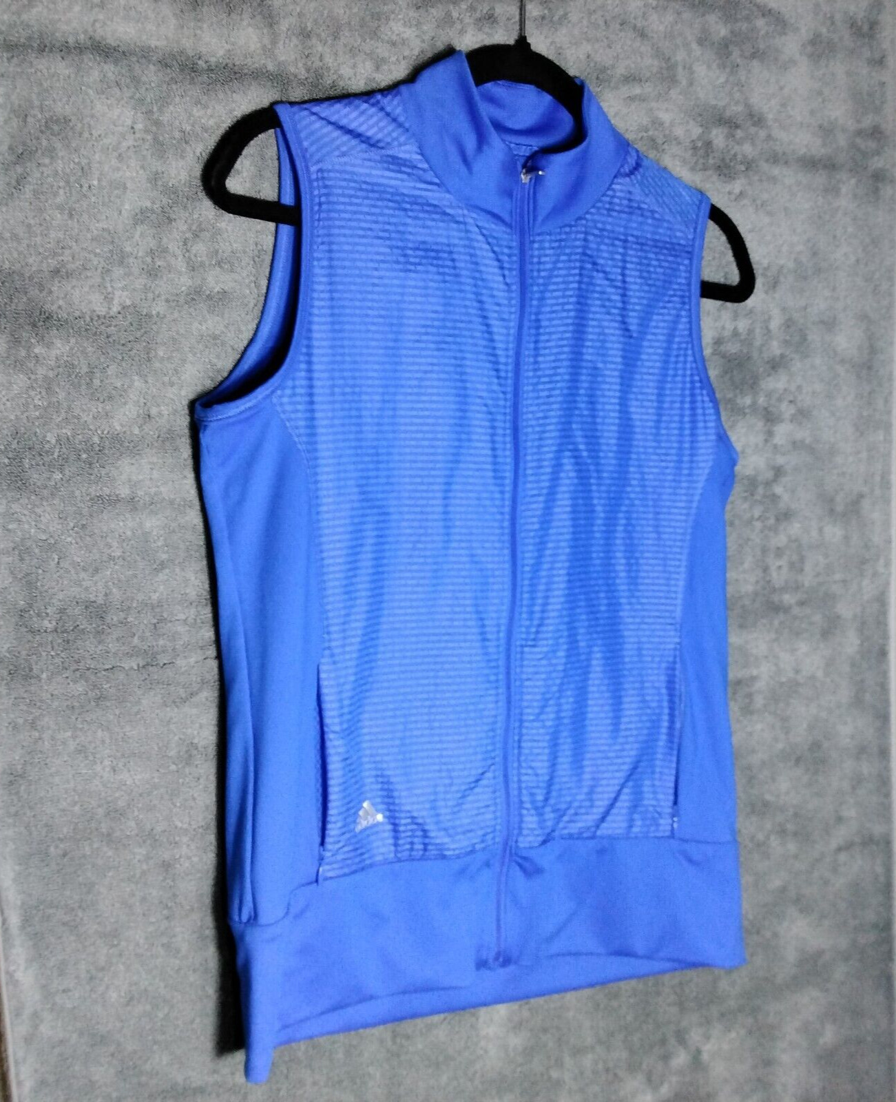 Adidas Golf Vest Womens Top Size S Blue Geometric Pockets Full zip