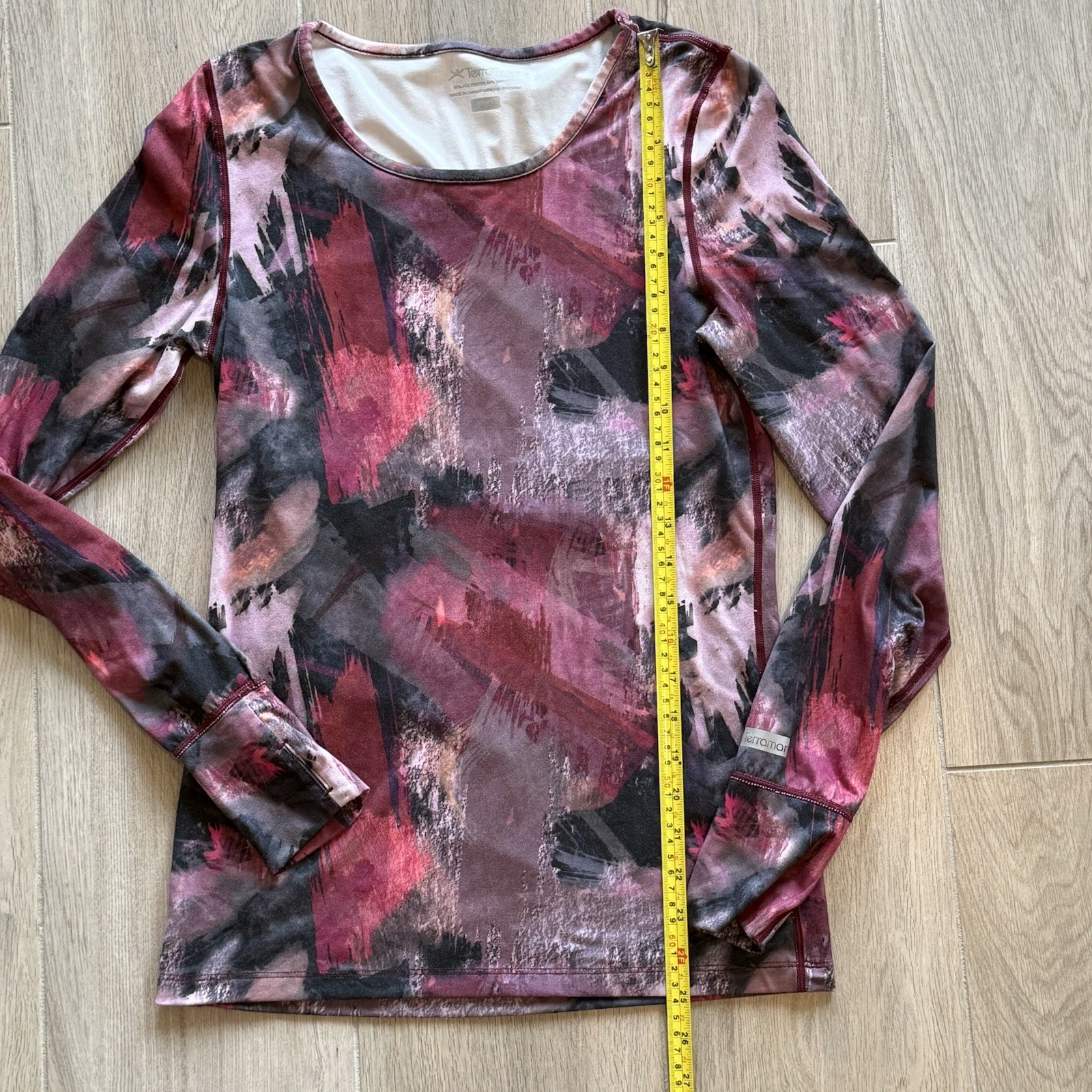 Terramar Cloud Nine 2.0 Midweight Long Sleeve Print Base Layer Top Size Medium