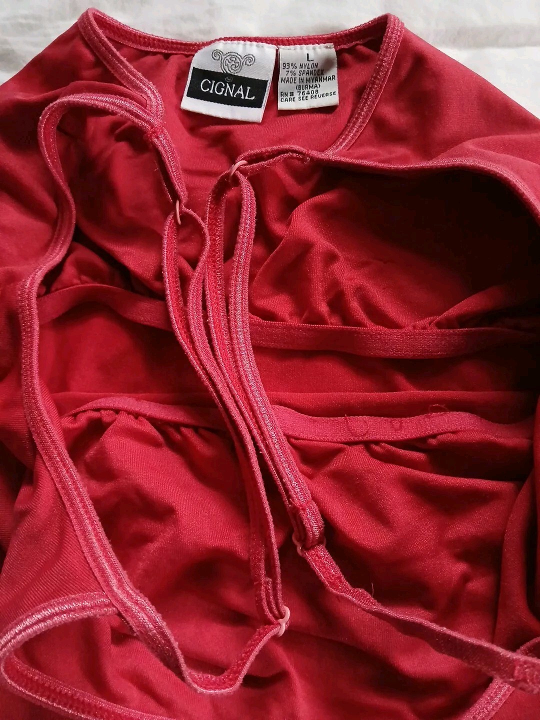 Signal Nylon Bland Womens Red Stretch Tank Size M, L Blouse Top Bra Flexible
