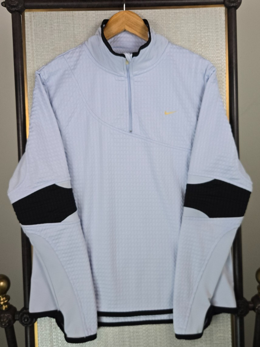 NIKE SPHERE THERMAL Womens Large 1/4 Zip Fleece Lined Pullover Thumb Cuffs Gray