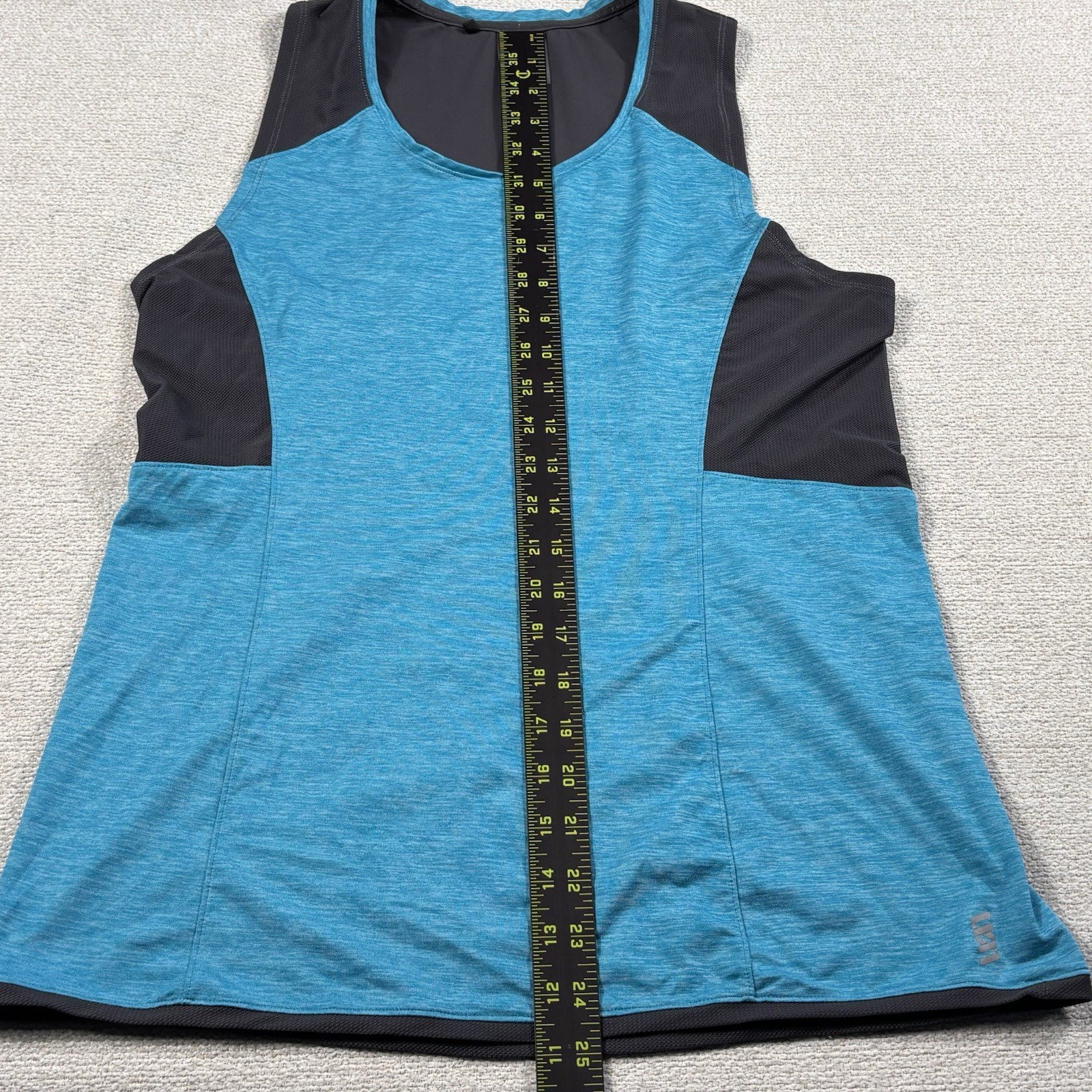 Second Skin Athletic Performance Train Tank Top Women Large Teal Gray Stretch