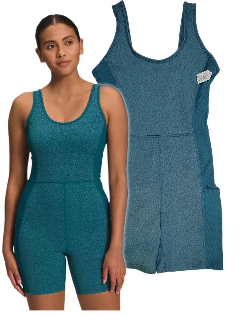 New! THE NORTH FACE Womens Small Teal DUNE UNITARD 1-PIECE BODYSUIT Workout Gym