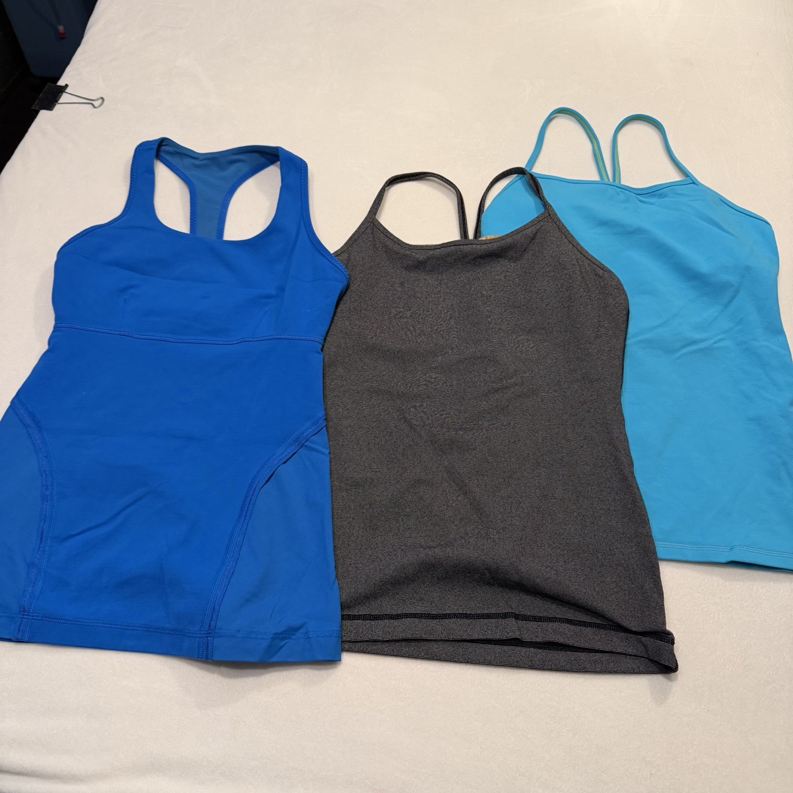 Lululemon Sport Athletic Tank Tops Lot Of 3 Size 6 Support Blue Gray Aqua