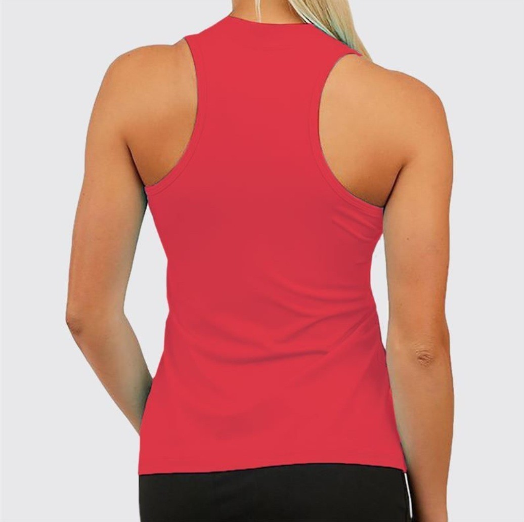 NEW Sofibella UV Racerback V-Neck Tennis Tank Top SMALL Berry Red stretch fitted