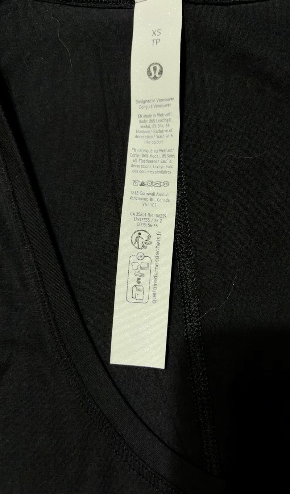 NWT☀️LULULEMON☀️XSMALL☀️MODAL SILK SIDE SPLIT TANK☀️4-WAY STRETCH☀️BLACK☀️$58