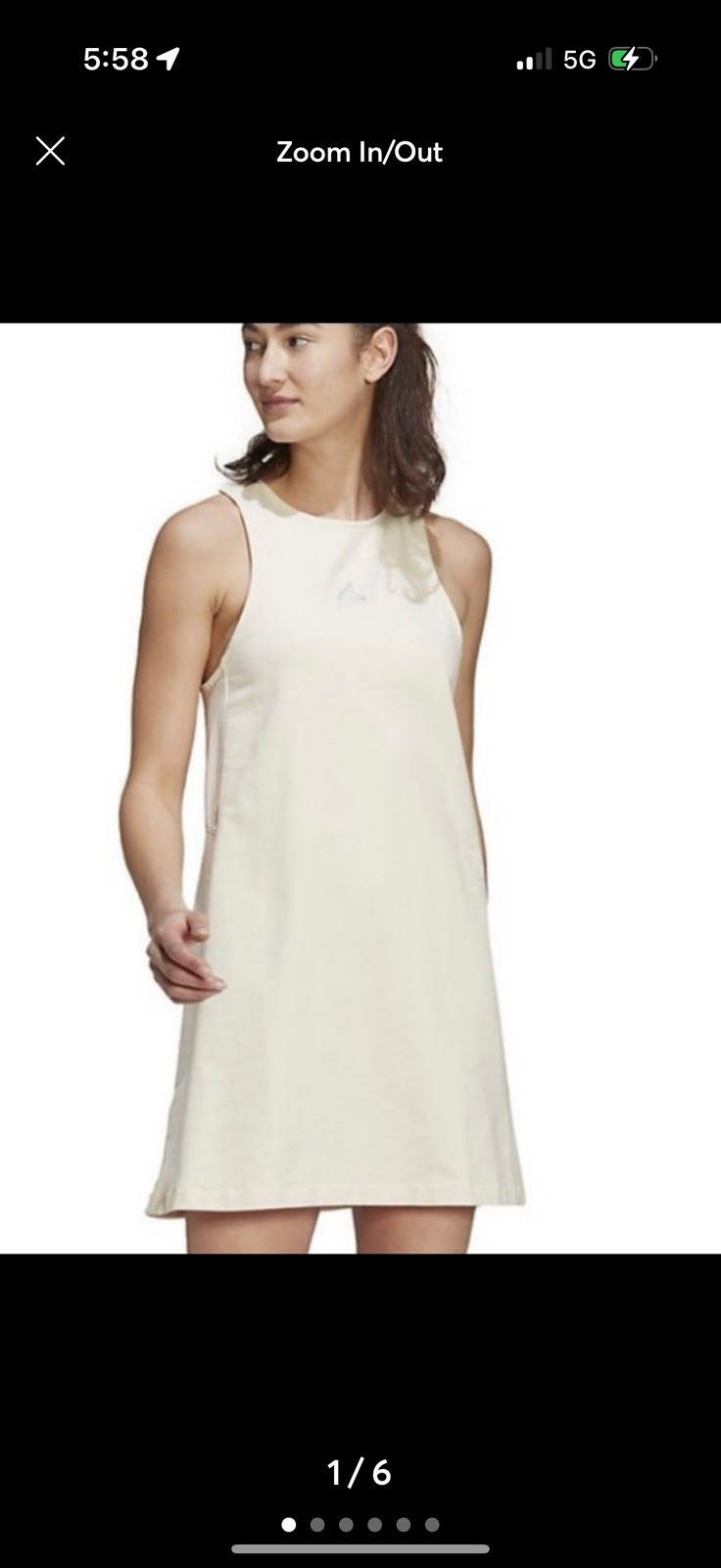 NWT Adidas x Zoe Saldana Ivory Racerback Athletic Lightweight Tank Dress Small