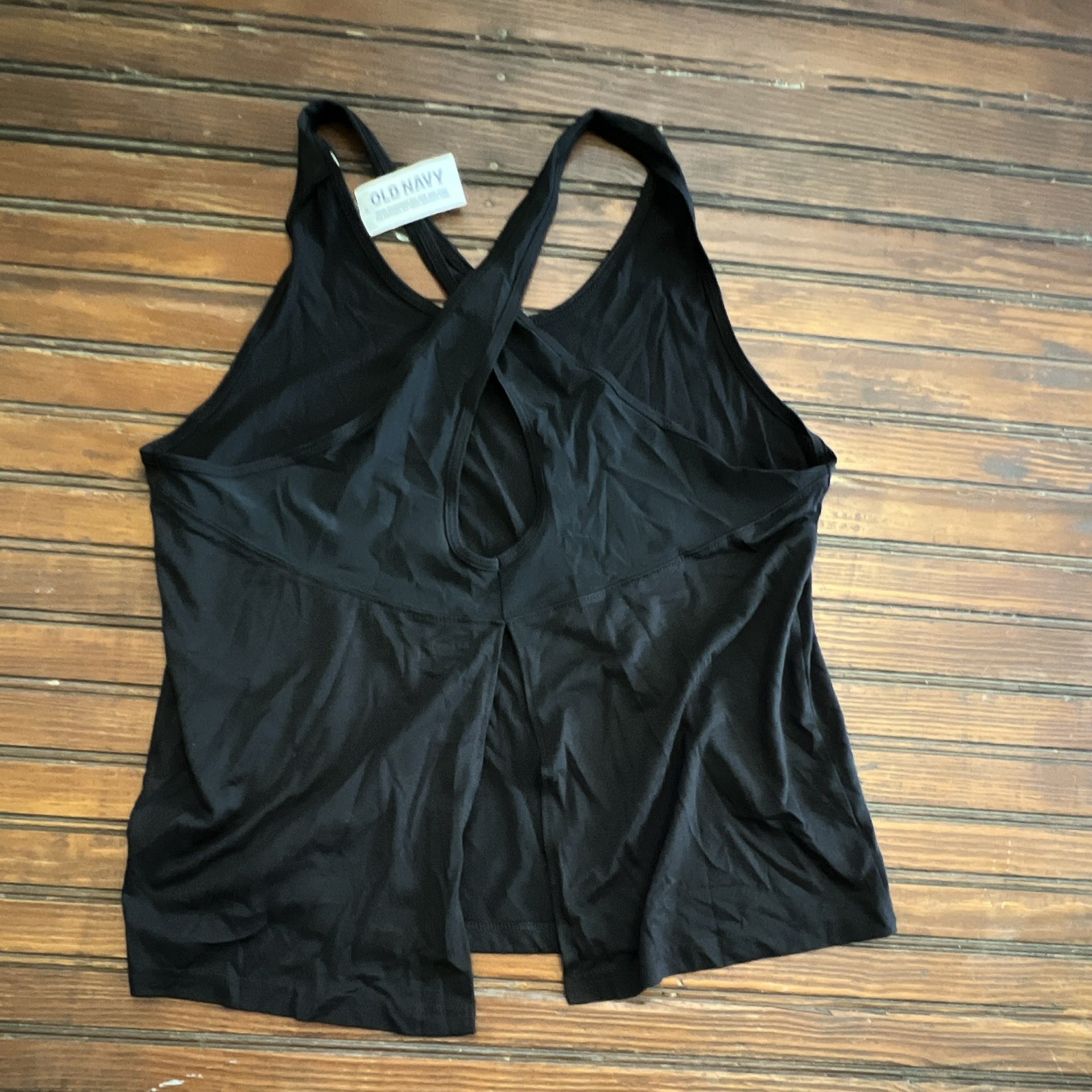 Old Navy Active Tank Top Women S Black Cross Back Open V Cutout Workout NWT